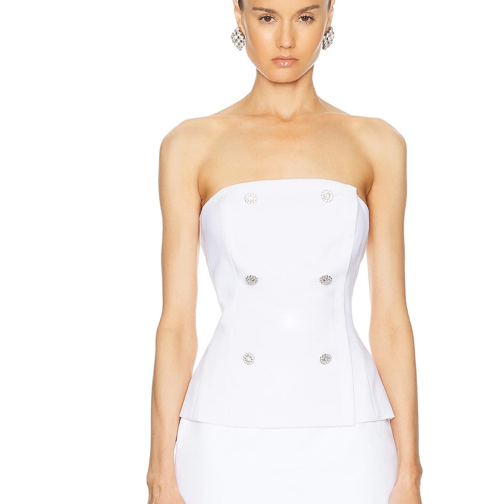 L'AGENCE White Strapless Top